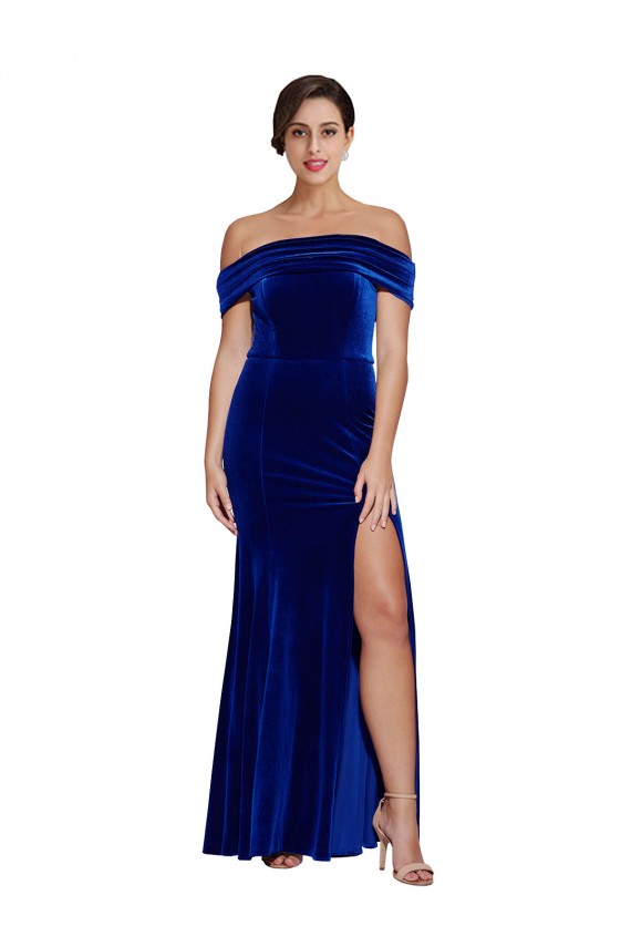 Sleeveless Royal Blue Mermaid Off the Shoulder Formal Evening Gown / Prom Dress / Bridesmaid Dress Maidstone