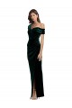 Sleeveless Dark Green Sheath Off the Shoulder High Low Evening Gown / Prom Dress / Bridesmaid Dress Maidstone
