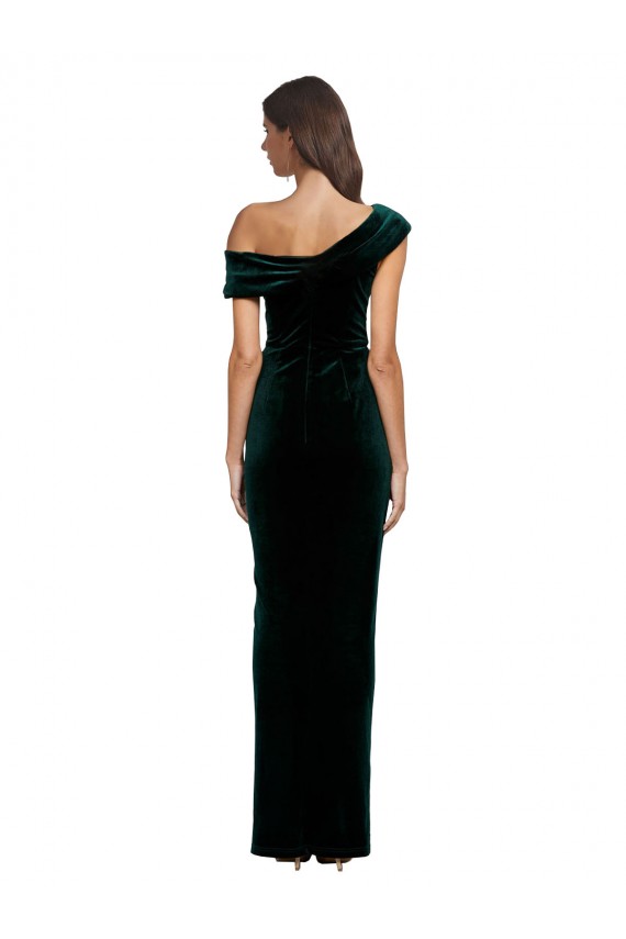 Sleeveless Dark Green Sheath Off the Shoulder High Low Evening Gown / Prom Dress / Bridesmaid Dress Maidstone