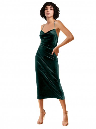 Sleeveless Dark Green Criss Cross Open Back Sheath Spaghetti Straps Formal Dress / Bridesmaid Dress Maidstone