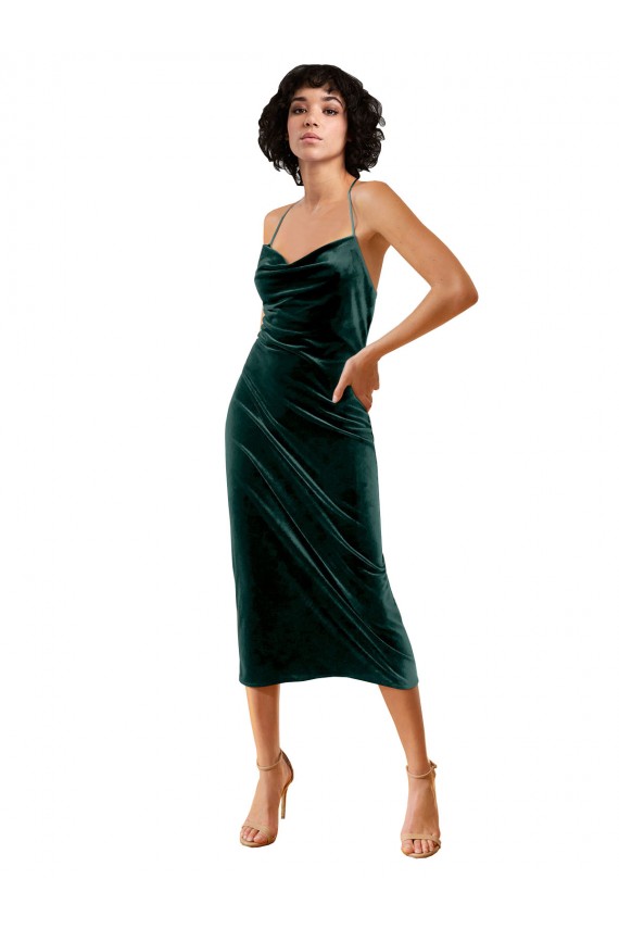 Sleeveless Dark Green Criss Cross Open Back Sheath Spaghetti Straps Formal Dress / Bridesmaid Dress Maidstone