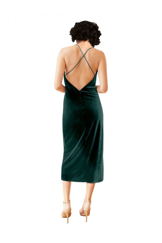 Sleeveless Dark Green Criss Cross Open Back Sheath Spaghetti Straps Formal Dress / Bridesmaid Dress Maidstone