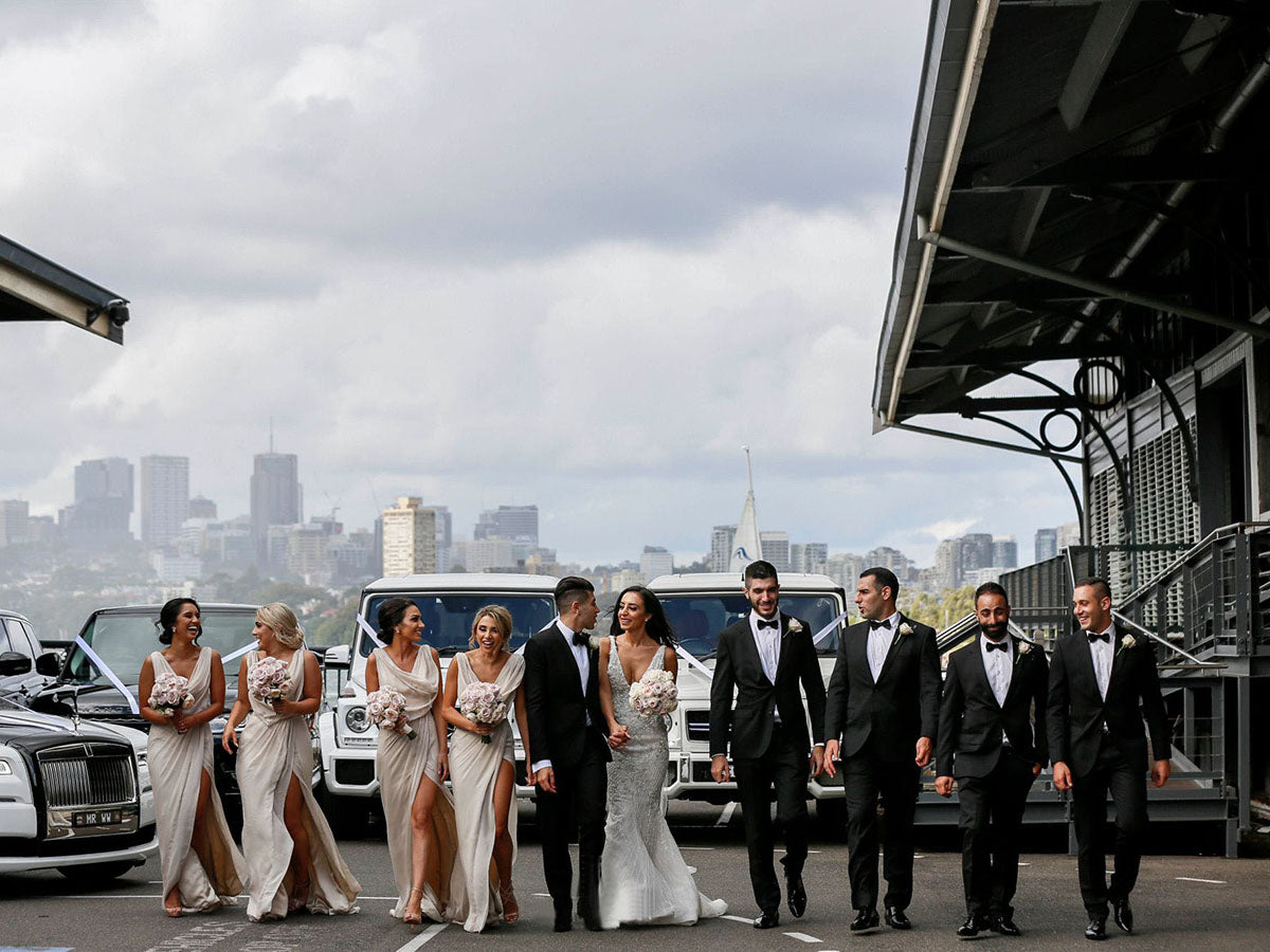 Full Length Luxe Chiffon Long Champagne bridesmaid dresses Maidstone with Sexy High Slit and Front Ruffles